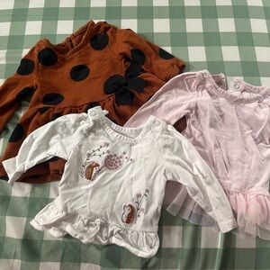 Adorable Baby Girl Tops - White, Pink, and Brown